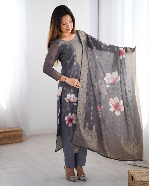 Latest Chanderi Silk Printed Top Pent Dupatta