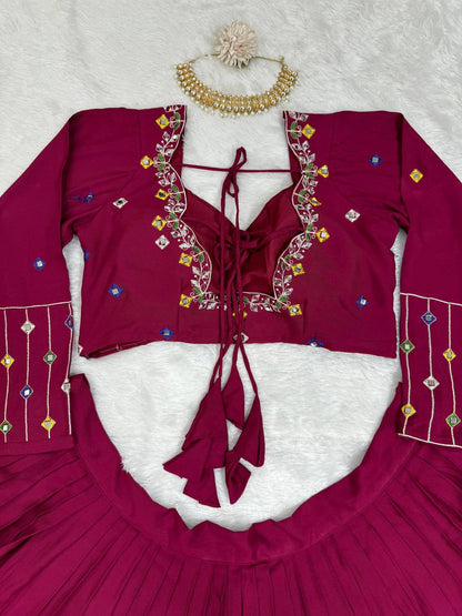 Premium Rayon Digital Print Lehenga Choli with Real Mirror Work