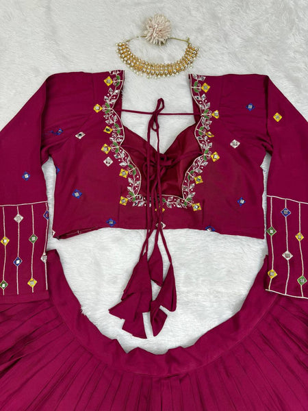 Premium Rayon Digital Print Lehenga Choli with Real Mirror Work