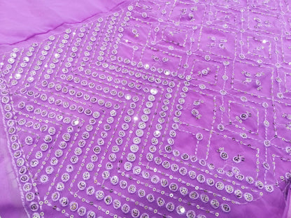 Lavender Faux Georgette Sequin Embroidery Lehenga Choli Set