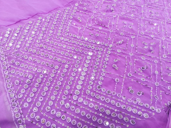 Lavender Faux Georgette Sequin Embroidery Lehenga Choli Set