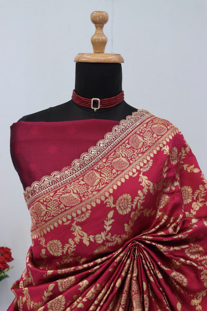 Banarasi Silk Saree Matching Silk Blouse Piece