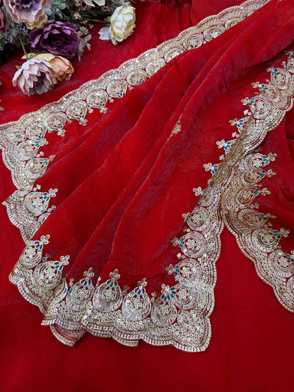 Sequance and Zari Embroidery Work with Full Stitched Blouse