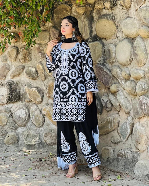 Designer Fancy Black And White Pakistani Salwar Suit