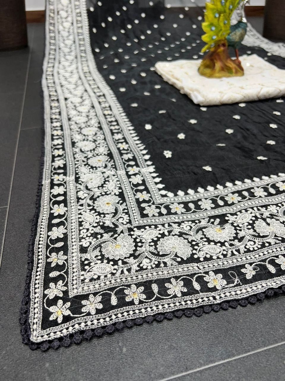 Attractive Organza Silk With Fancy Embroidery Work Saree