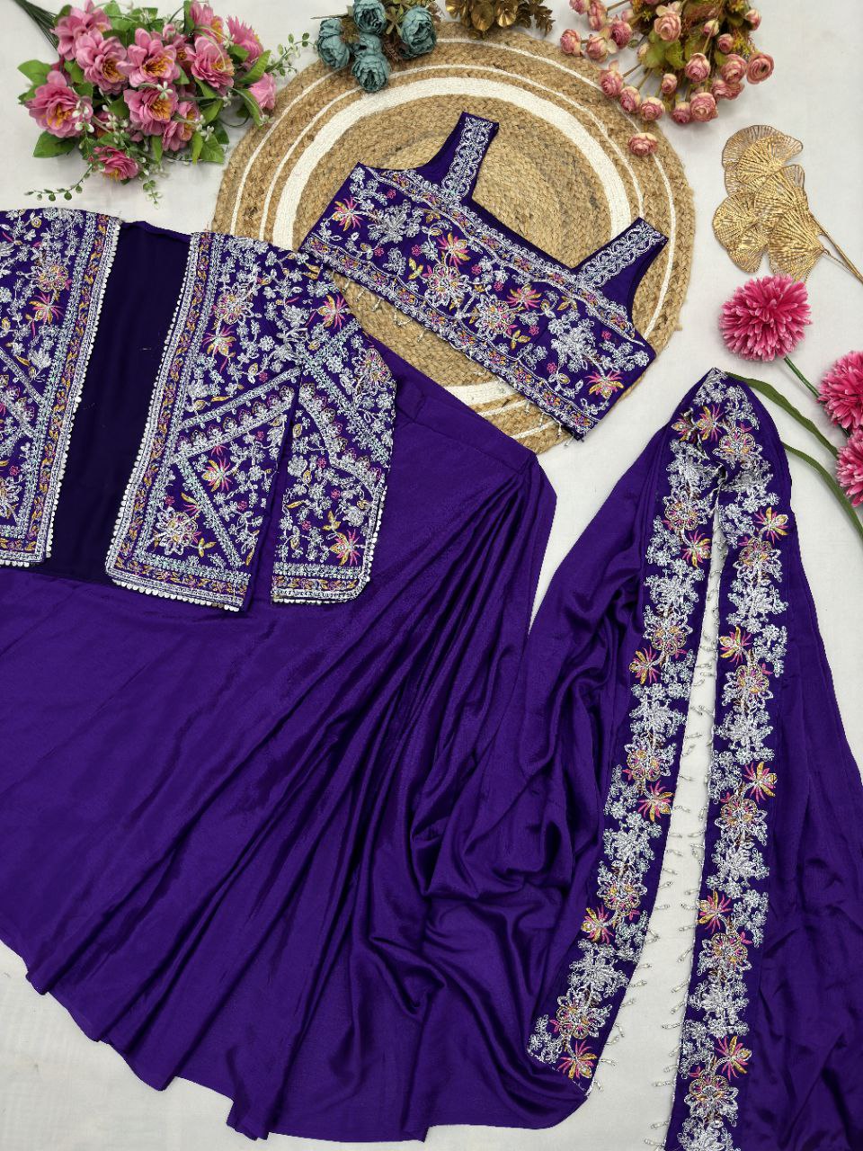 Ready to wear Chinon Silk Jacket Saree