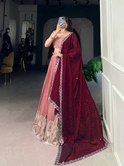 Latest Silver Glosy Sequence Work Lehenga Choli