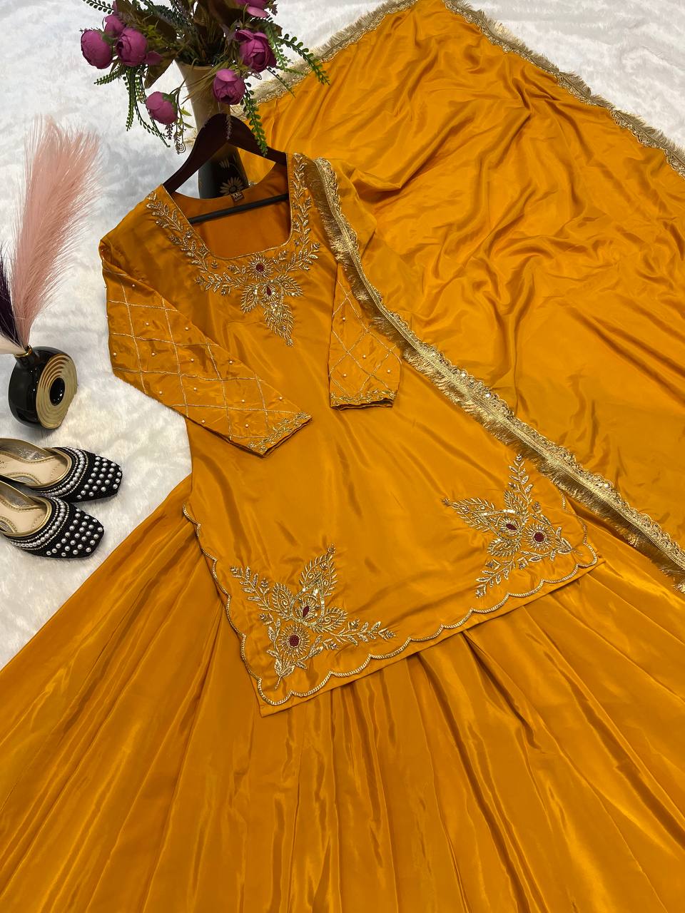 Latest Crape Silk Sequence Work Lehenga Choli