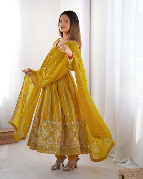 Designer Georgette Sequence Gown Set