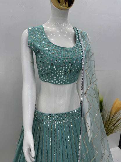 Latest Georgette Sequence Real Mirror Work Lehenga Choli