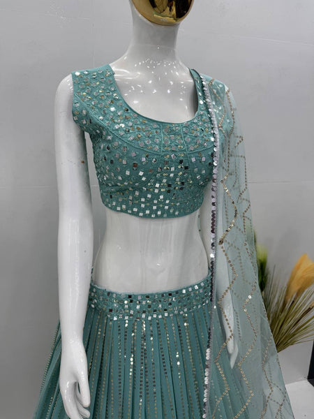 Latest Georgette Sequence Real Mirror Work Lehenga Choli