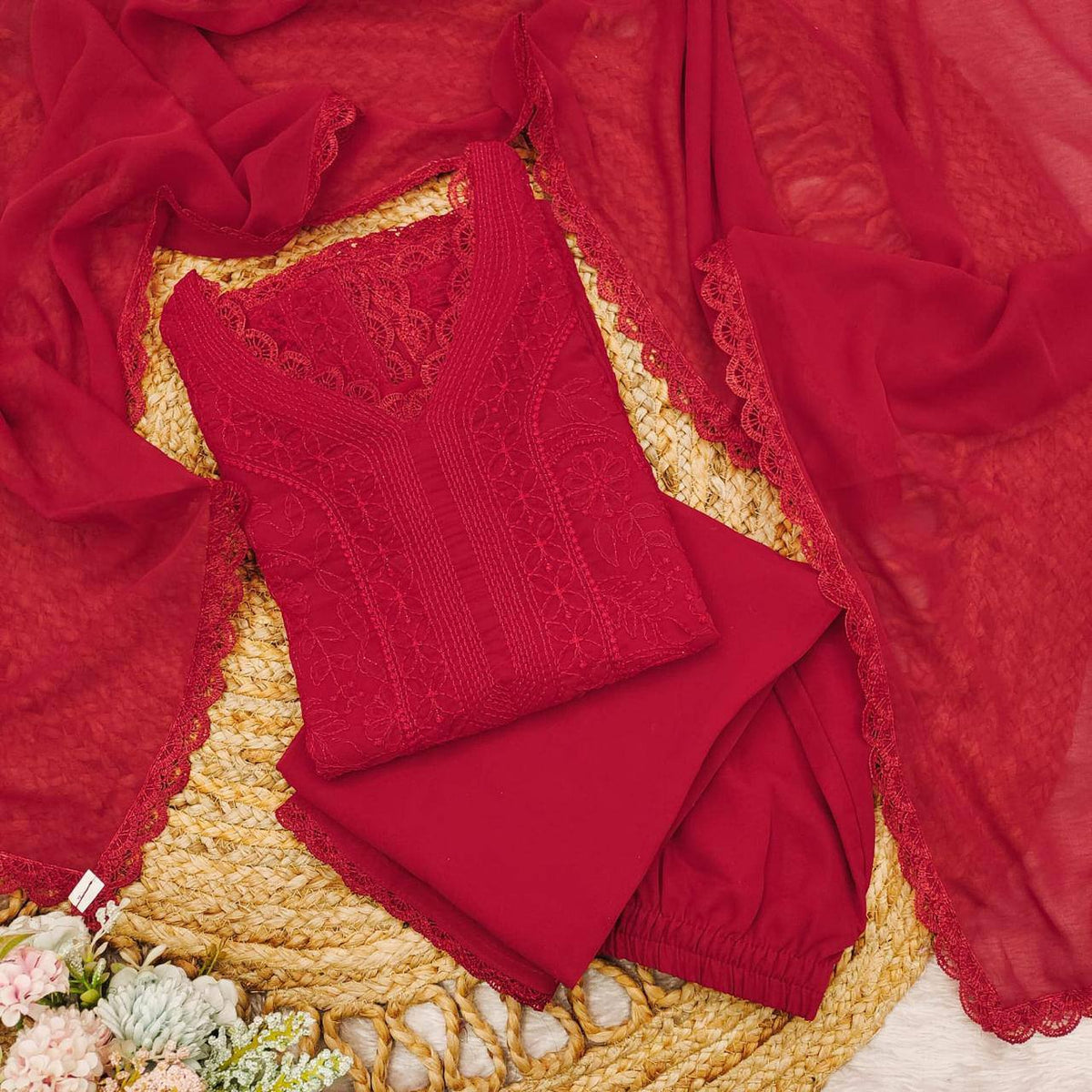Party Wear Georgette Chikankari Embroidery Suit