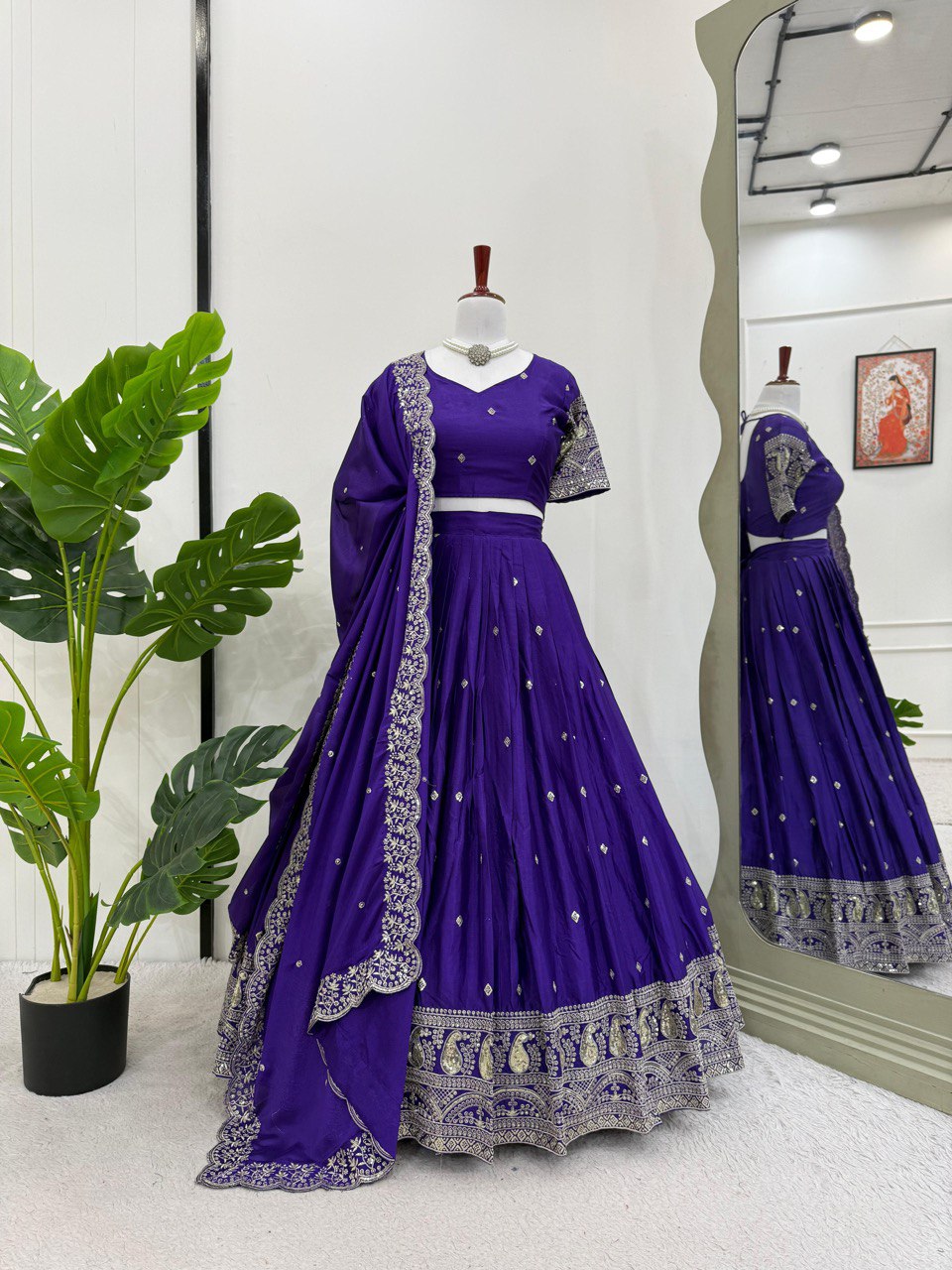Latest Chinon SIlk Sequence Work Lehenga Choli