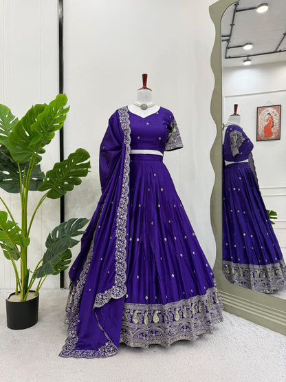 Latest Chinon SIlk Sequence Work Lehenga Choli