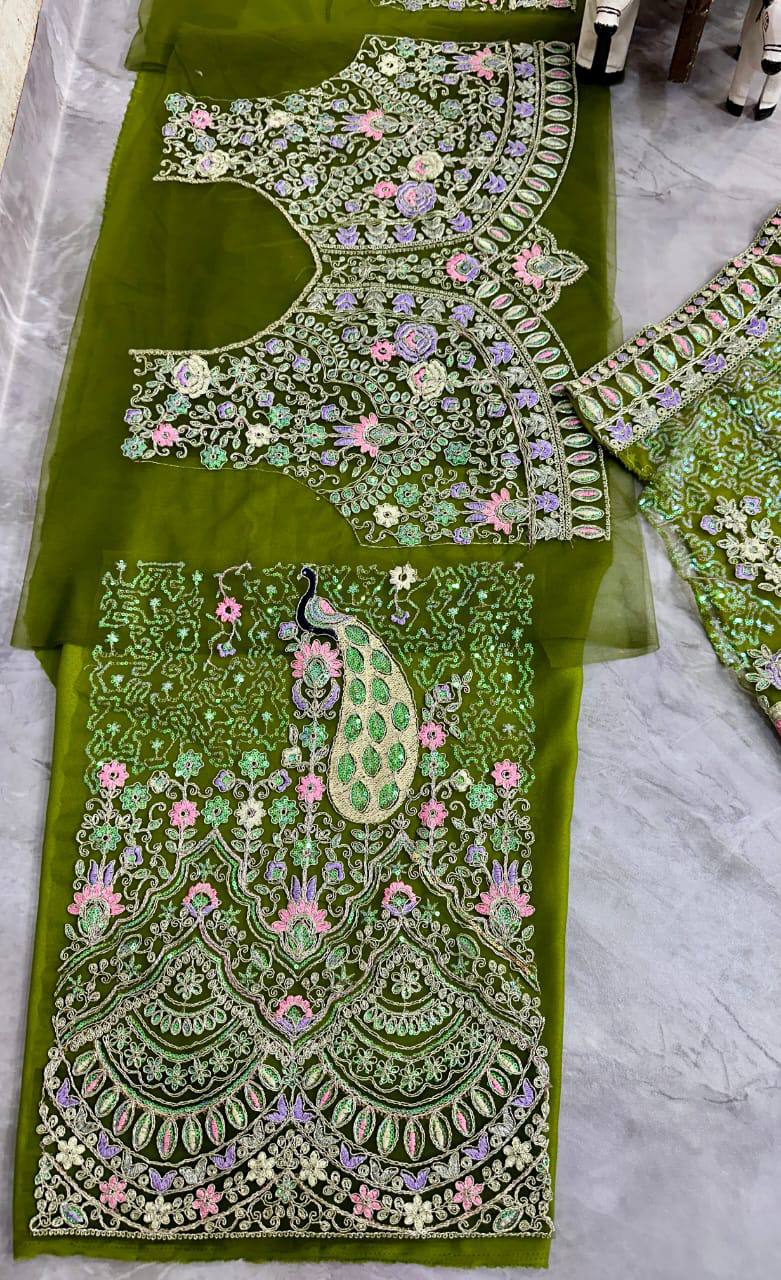 Latest Green Color Net Sequence Lehenga Choli