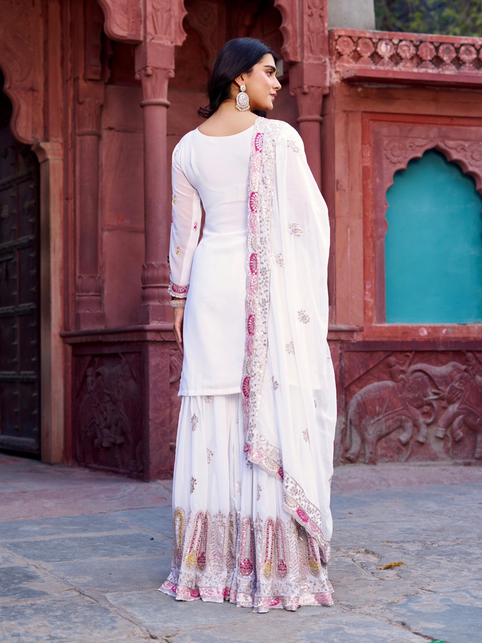 Georgette Sequence Work Sharara Suit