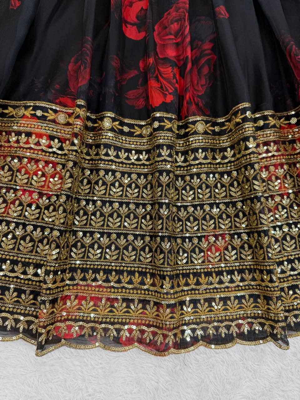 Black Color Tabby Organza Sequence Lehenga Choli