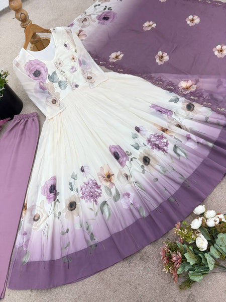 georgette anarkali sequence suit