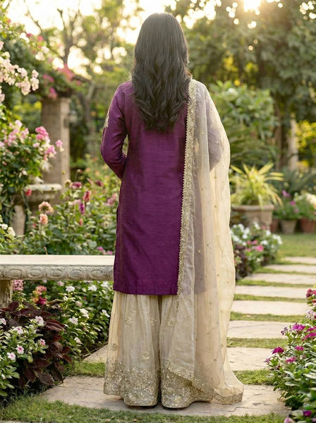 Silk Embroidery Sharara Suit