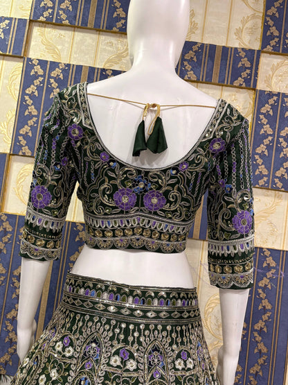 Exquisite Mono Satin Silk Lehenga Choli with Coding and Sequins Work