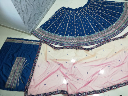 Premium Chinon Silk Lehenga Choli with Heavy Thread Sequins Embroidery