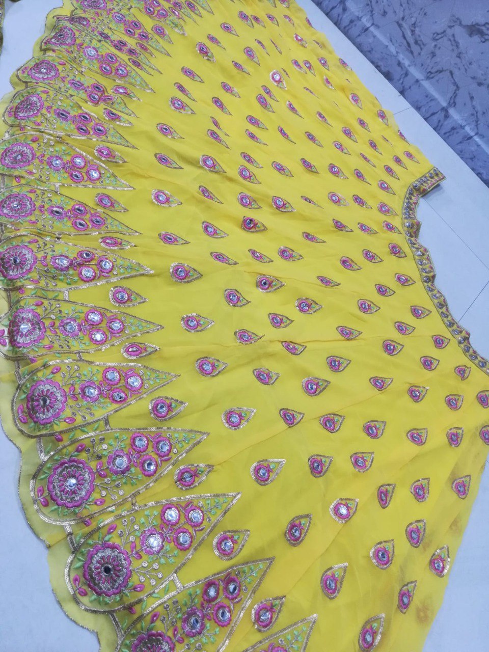 Radiant Yellow Faux Georgette Lehenga Choli Set