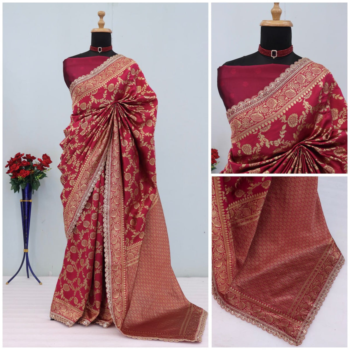 Banarasi Silk Saree Matching Silk Blouse Piece
