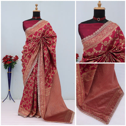Banarasi Silk Saree Matching Silk Blouse Piece