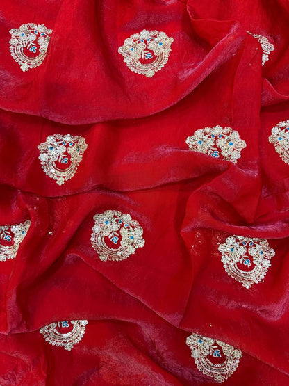Sequance and Zari Embroidery Work with Full Stitched Blouse