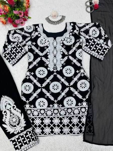 Designer Fancy Black And White Pakistani Salwar Suit