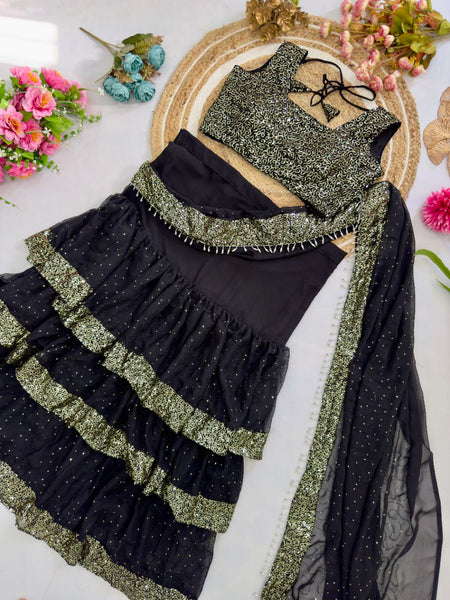 Ready to wear Georgette Sequence Work Lehenga Saree