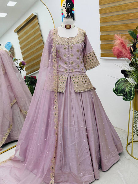Latest Simmer Silk Moti Sequence Work Lehenga Choli