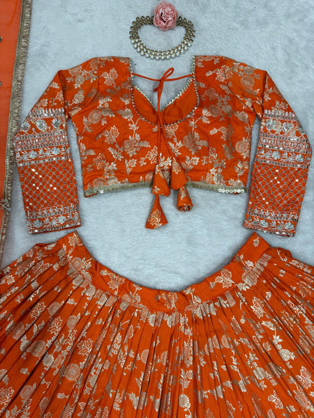 Latest Jacquard Sequence Work Lehenga Choli