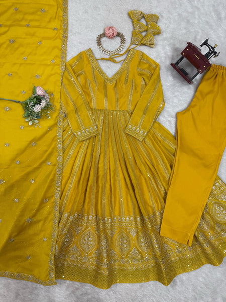 Designer Georgette Sequence Gown Set