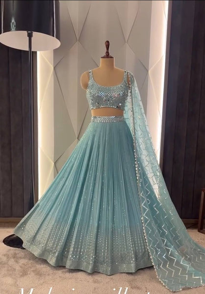 Latest Georgette Sequence Real Mirror Work Lehenga Choli