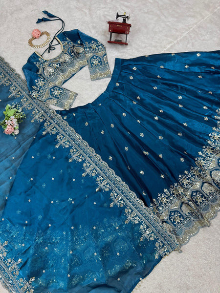 Wedding Wear Blue Color Lehenga Choli