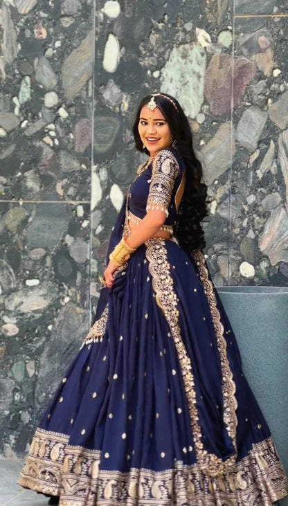 Latest Chinon SIlk Sequence Work Lehenga Choli