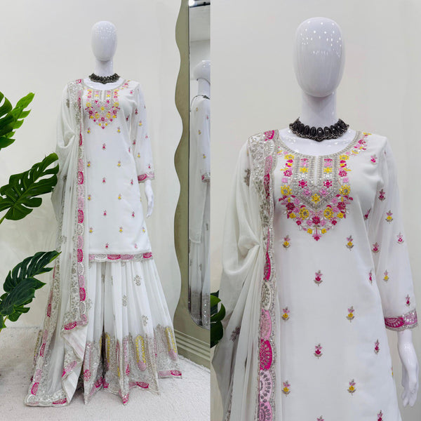 Georgette Sequence Work Sharara Suit