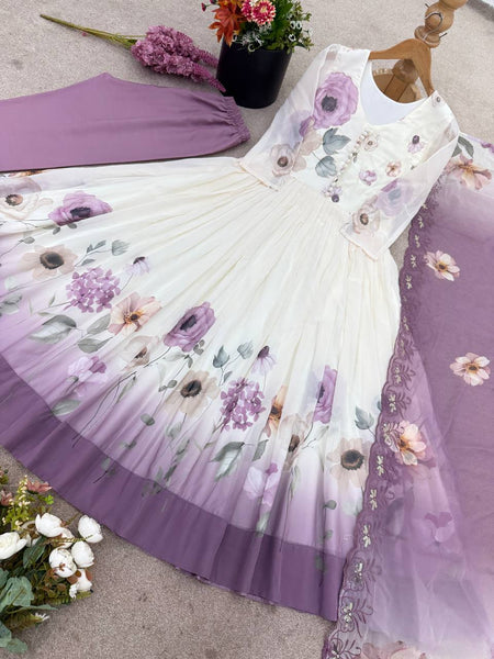 georgette anarkali sequence suit