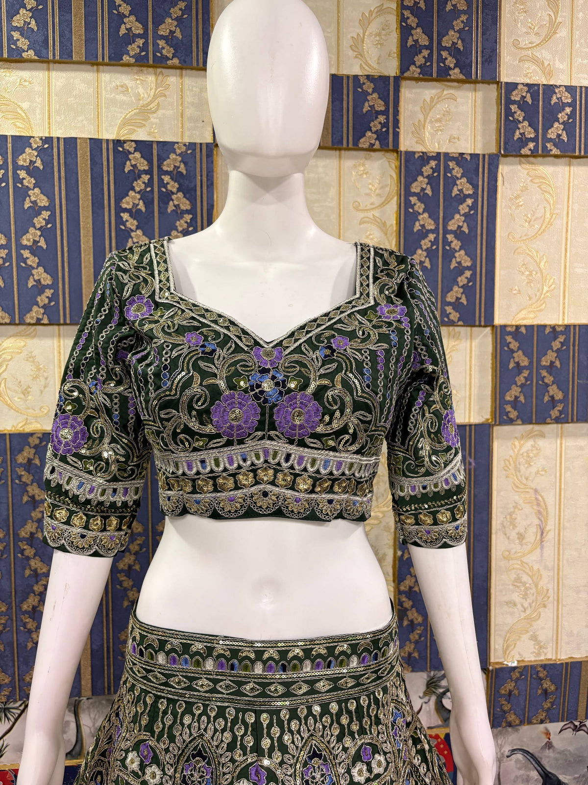 Exquisite Mono Satin Silk Lehenga Choli with Coding and Sequins Work