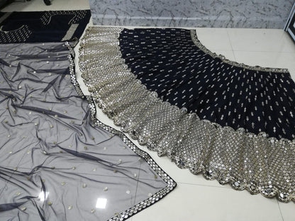 Premium Italian Silk Lehenga Choli with Thread & Paper Mirror Embroidery