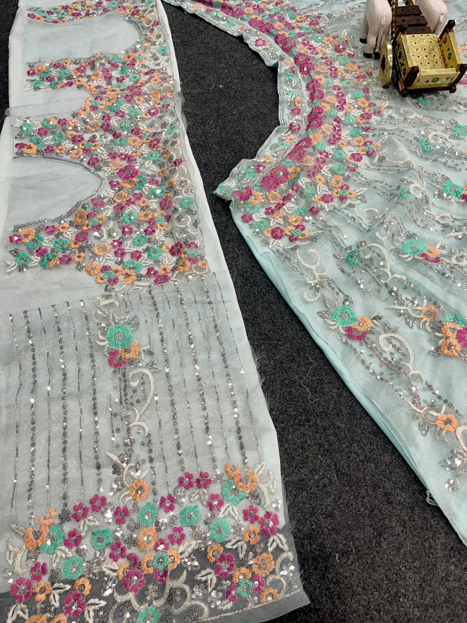 Premium Organza Silk Embroidered Lehenga Set