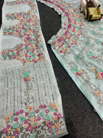 Premium Organza Silk Embroidered Lehenga Set