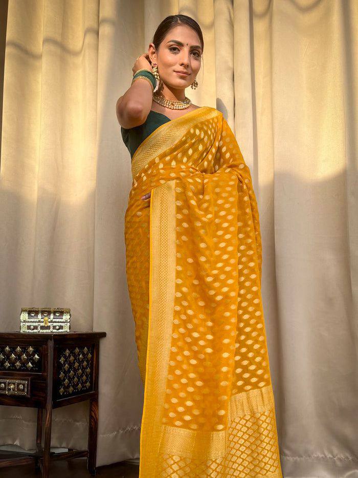 Latest Jacquard Work Lichi Silk Saree Blouse