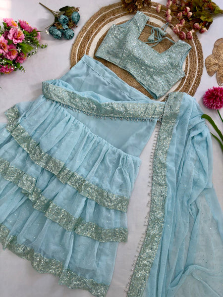 Ready to wear Georgette Sequence Work Lehenga Saree