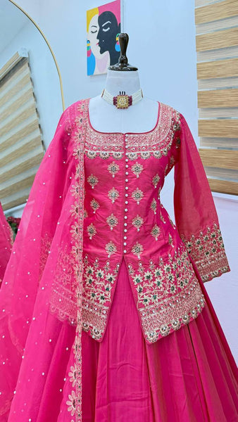 Latest Simmer Silk Moti Sequence Work Lehenga Choli