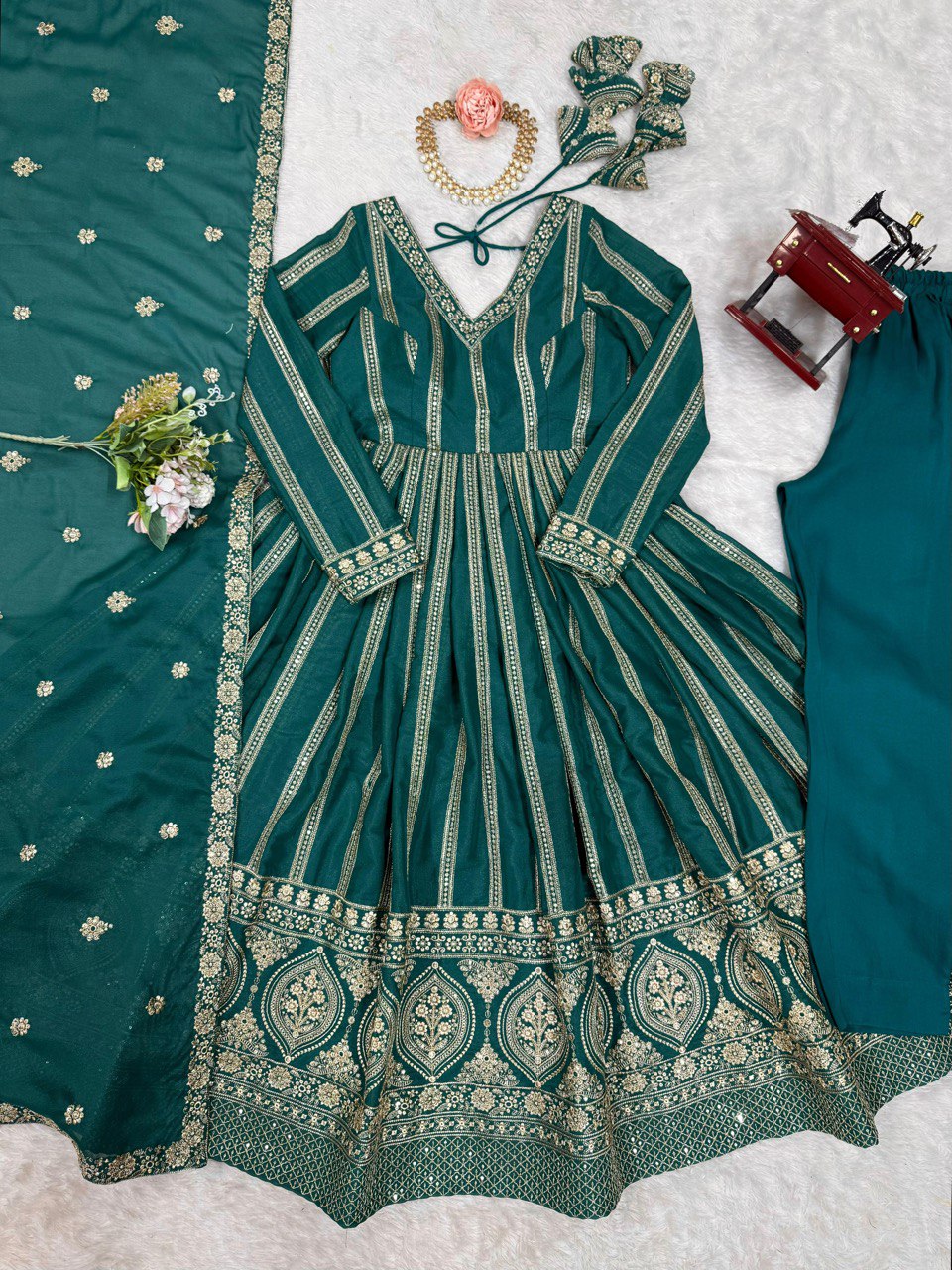 Designer Georgette Sequence Gown Set