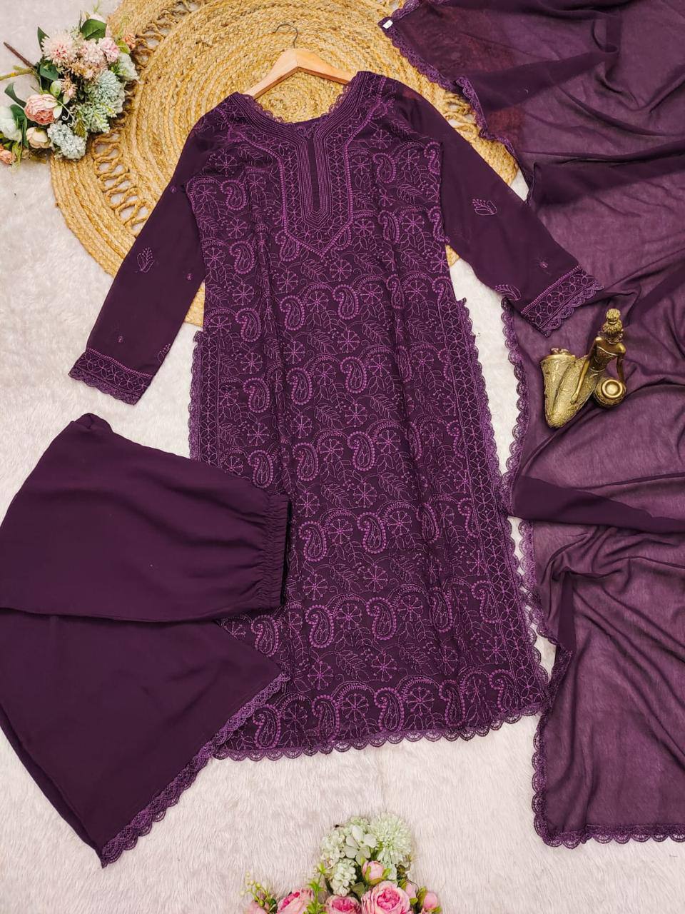 Party Wear Georgette Chikankari Embroidery Suit