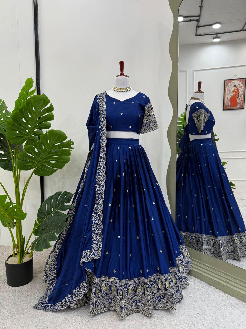 Latest Chinon SIlk Sequence Work Lehenga Choli