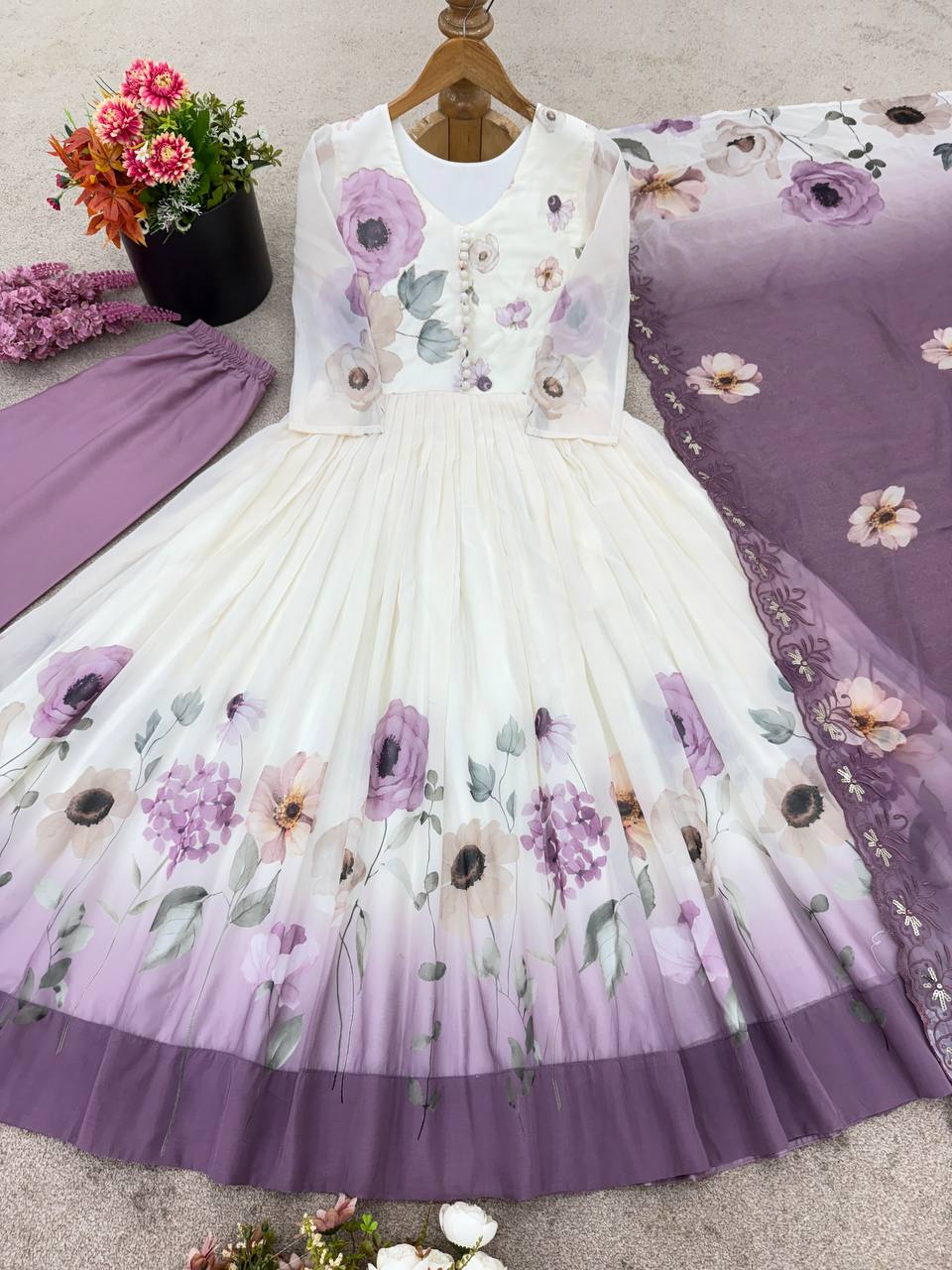 georgette anarkali sequence suit